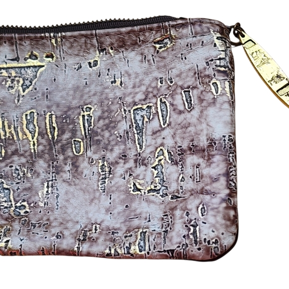 Canoe Leather Wristlet Clutch  Tan Brown Gold Zip Western Cowgirl 10"X4.5" NWT - Picture 4 of 5